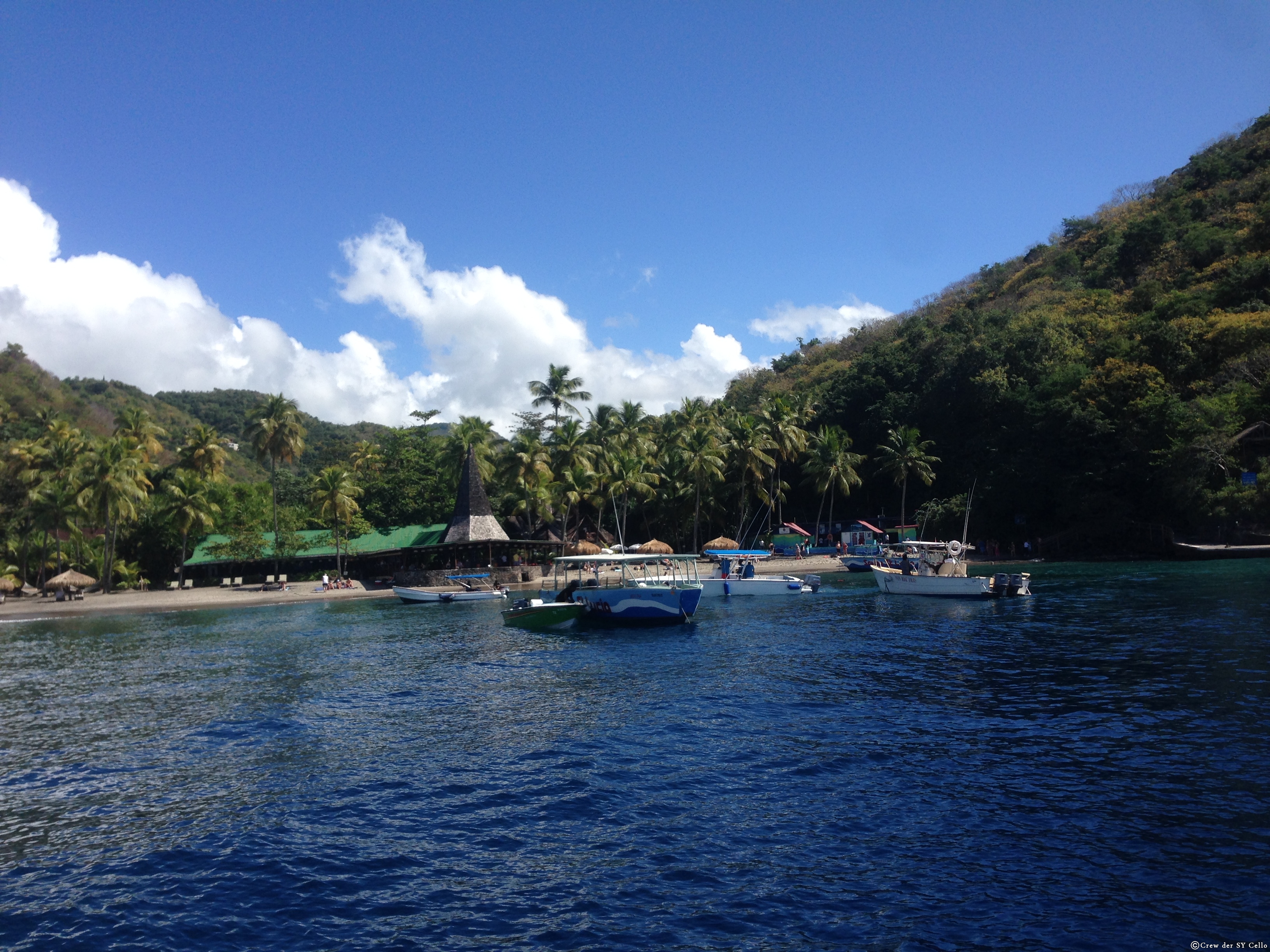 Ankerbucht, in der Nähe der Pitons. Super geeignet zum Schnorcheln.