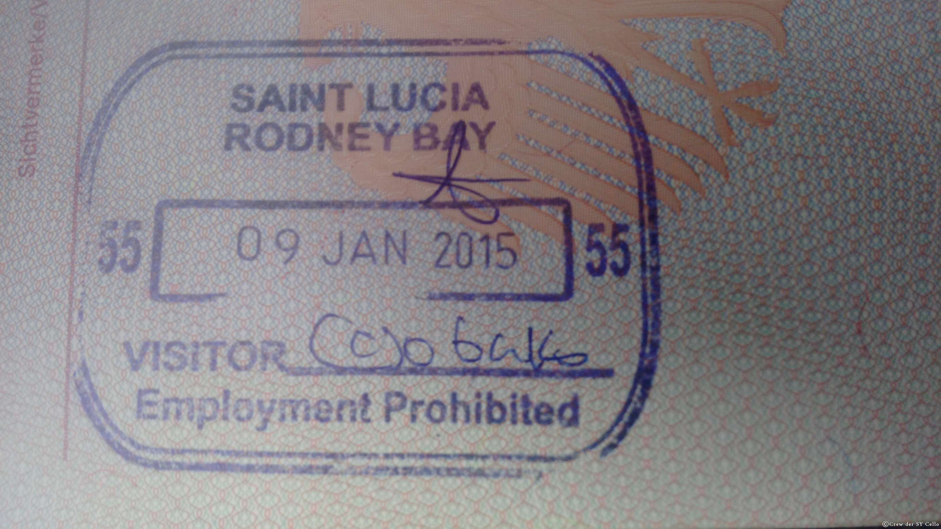 Einreisestempel, St. Lucia